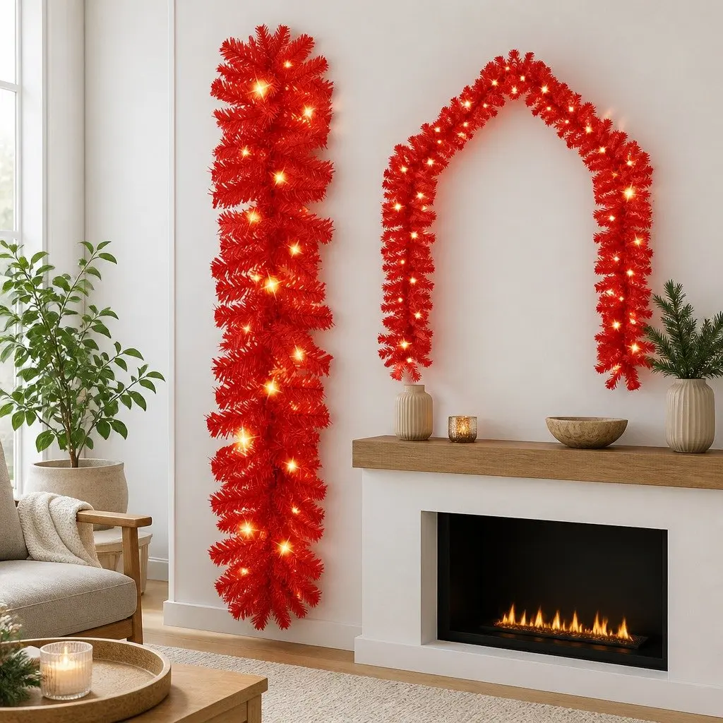 Christmas Garland LED Lights 10m Red Holiday Decoration