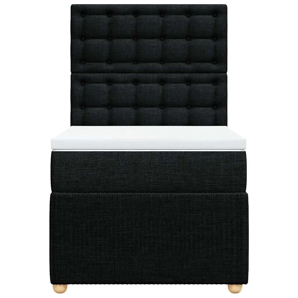 Box Spring Bed King Single Pocket Spring Mattress Black Fabric Adjustable Headboard