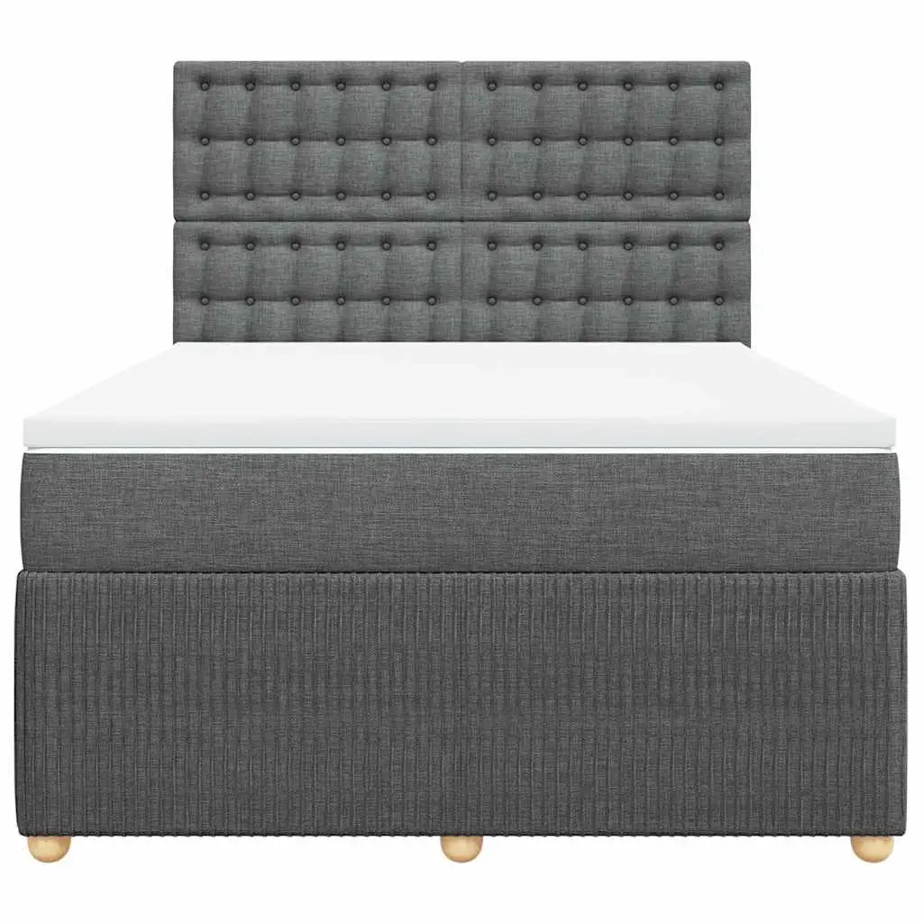 Double Box Spring Bed with Height-Adjustable Headboard