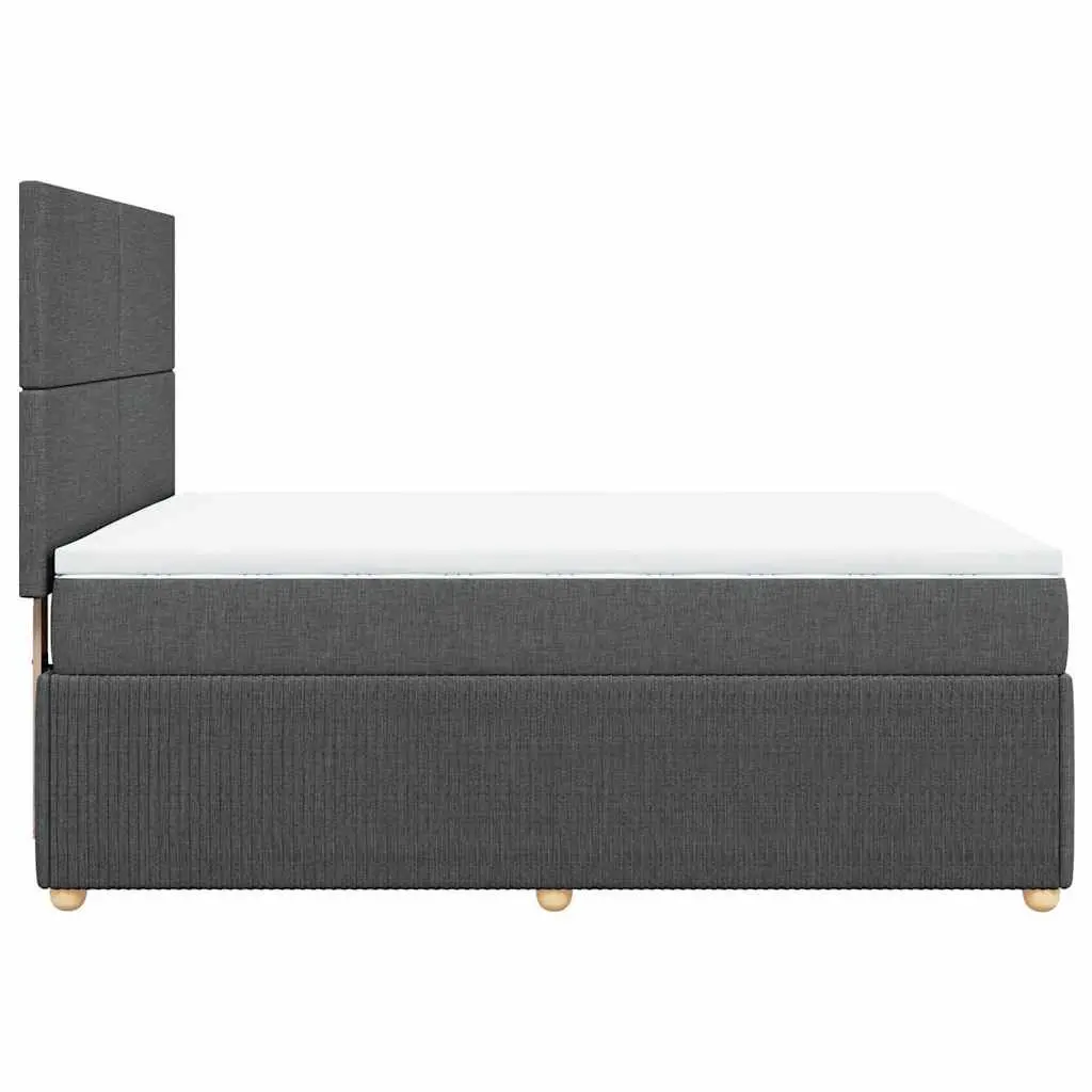 Queen Box Spring Bed Pocket Spring Mattress Adjustable Headboard Grey Fabric