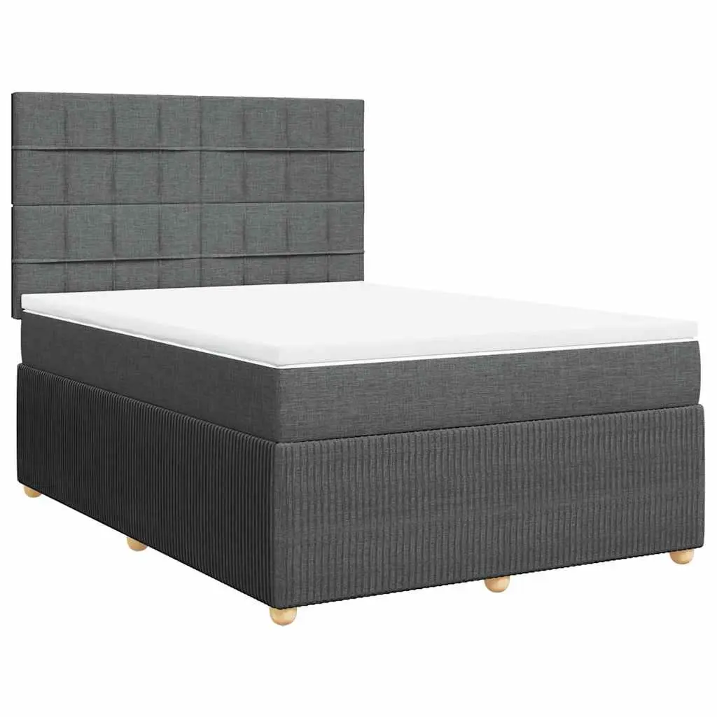 Pocket Spring Mattress Bed with Height Adjustable Headboard Queen Dark Grey