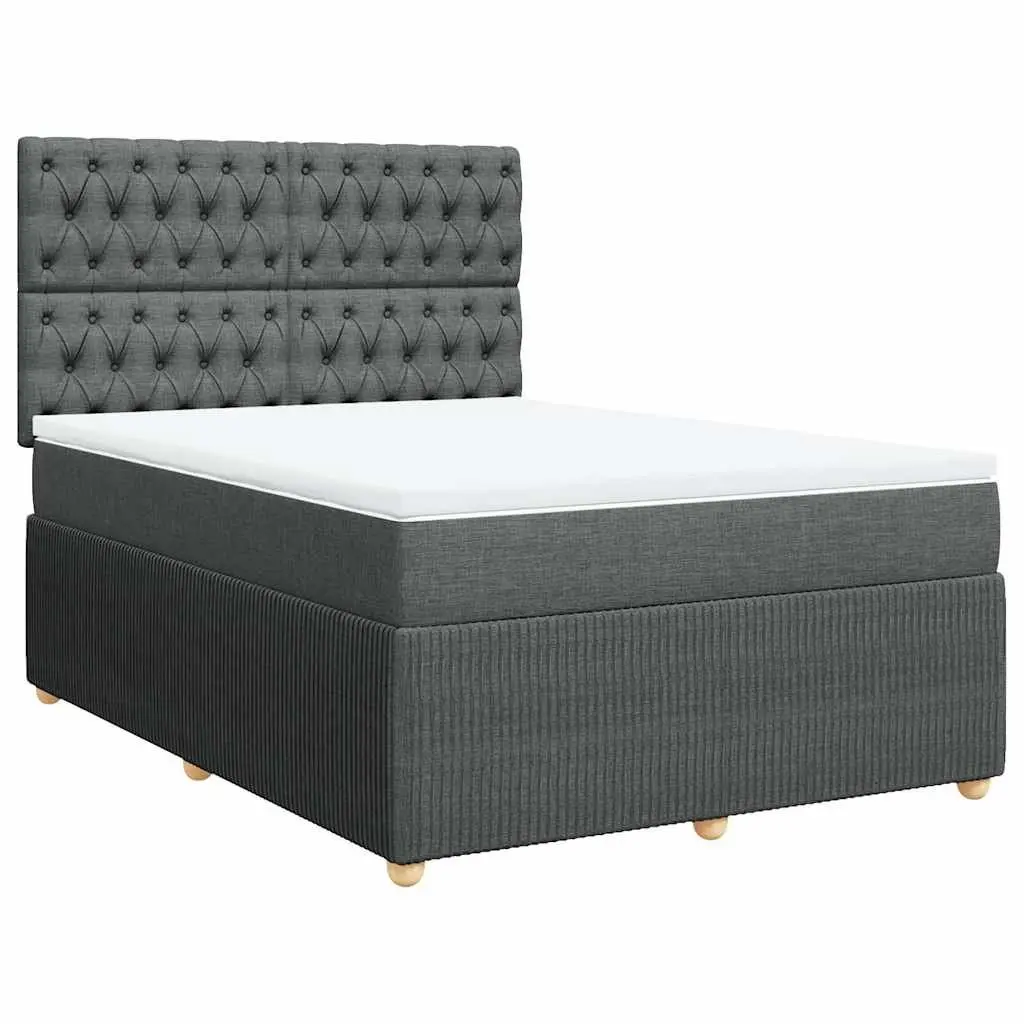 Queen Bed with Pocket Spring Mattress Adjustable Headboard Grey