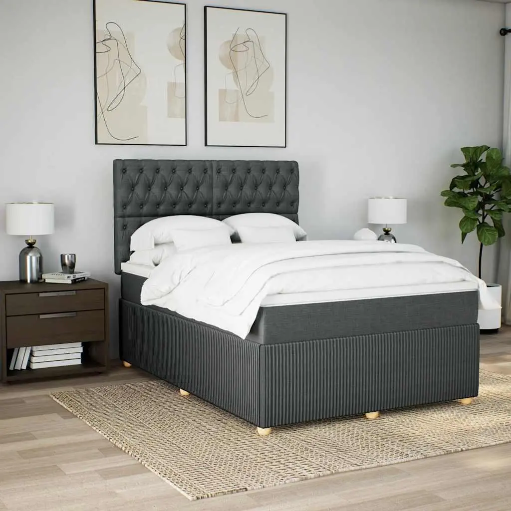 Queen Bed with Pocket Spring Mattress Adjustable Headboard Grey
