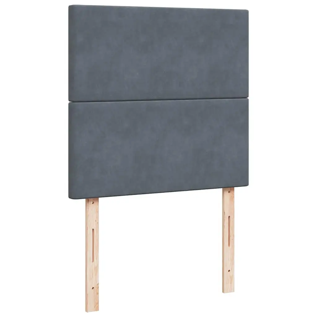 Box Spring Bed with Pocket Spring Mattress King Single Grey Velvet Headboard
