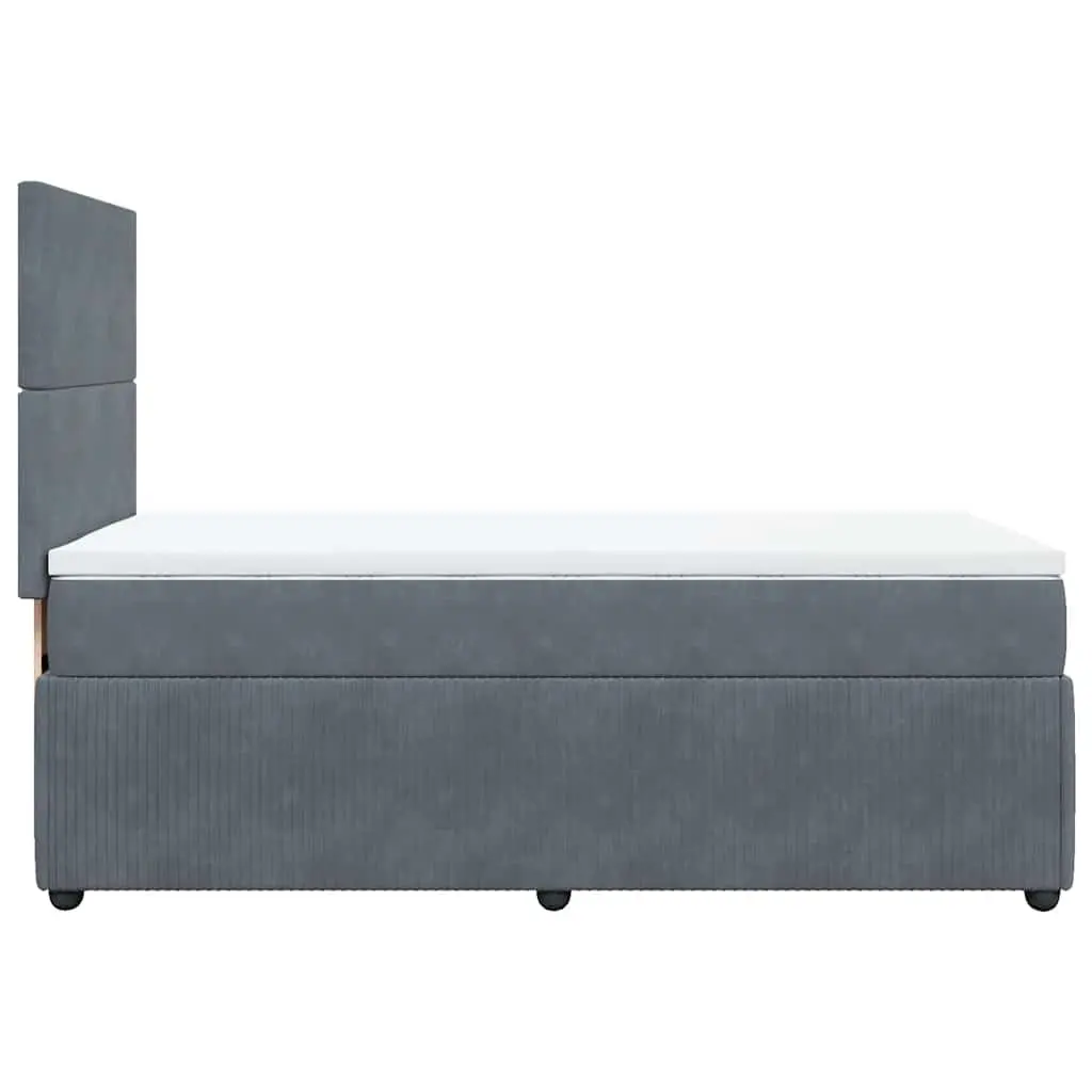 Box Spring Bed with Pocket Spring Mattress King Single Grey Velvet Headboard