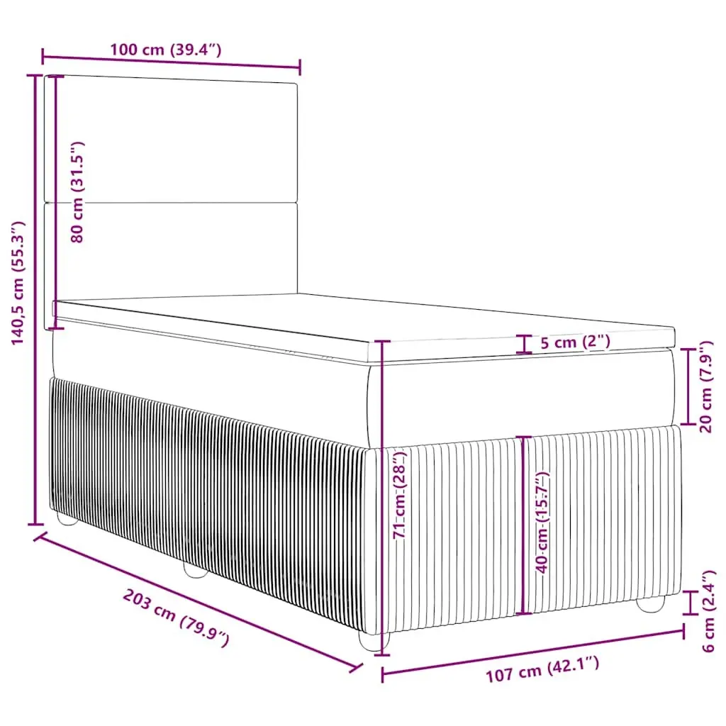King Single Box Spring Bed with Pocket Mattress Height Adjustable Headboard