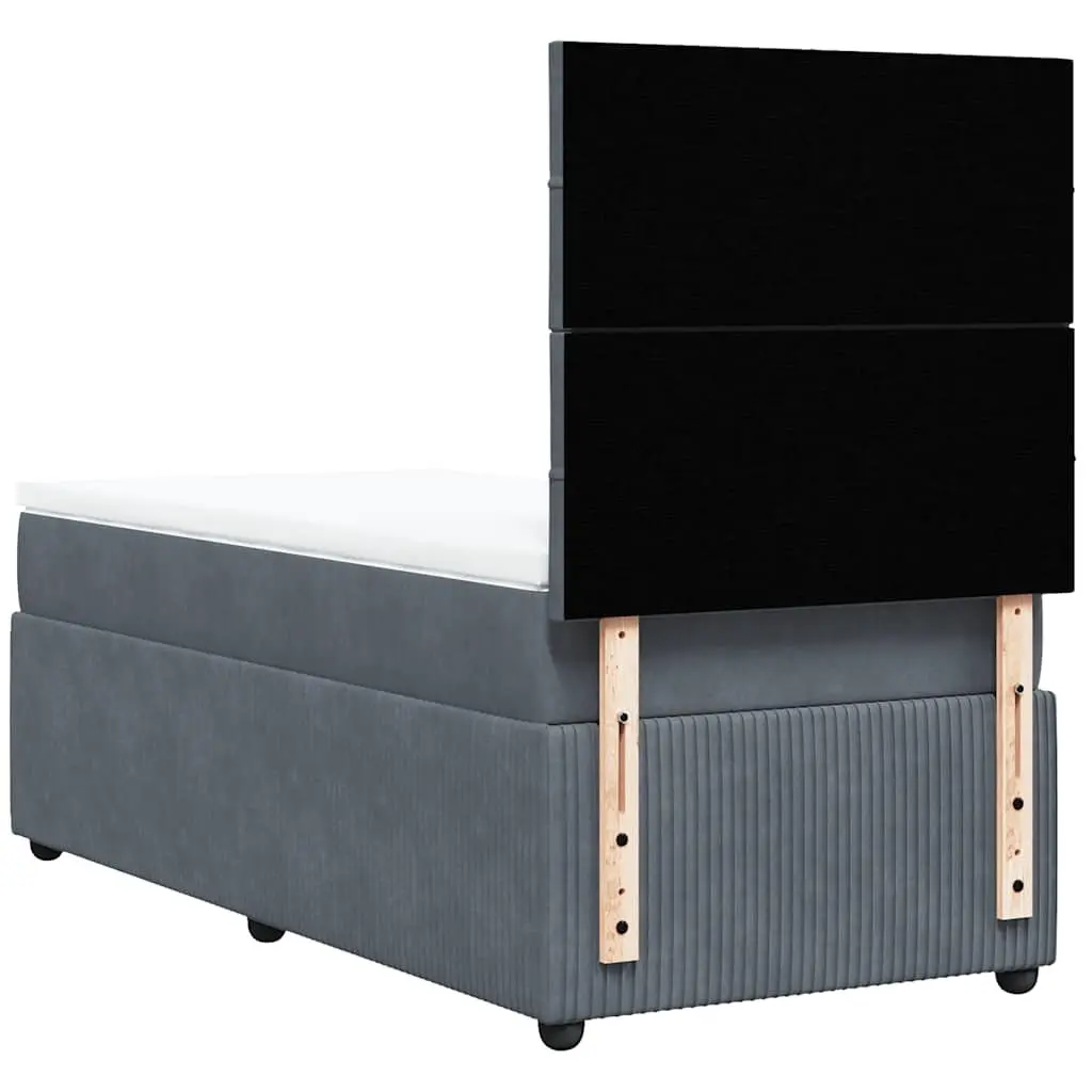 Pocket Spring Mattress Box Spring Bed Grey Velvet King Single with Adjustable Headboard