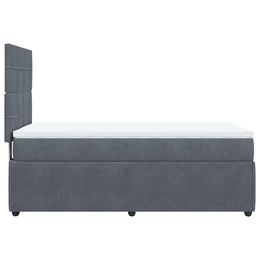 Pocket Spring Mattress Box Spring Bed Grey Velvet King Single with Adjustable Headboard