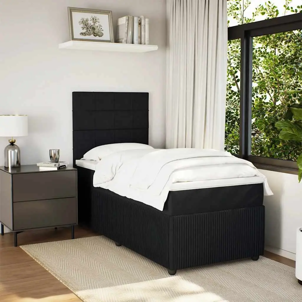 Box Spring Bed King Single Pocket Spring Mattress Black Velvet Adjustable