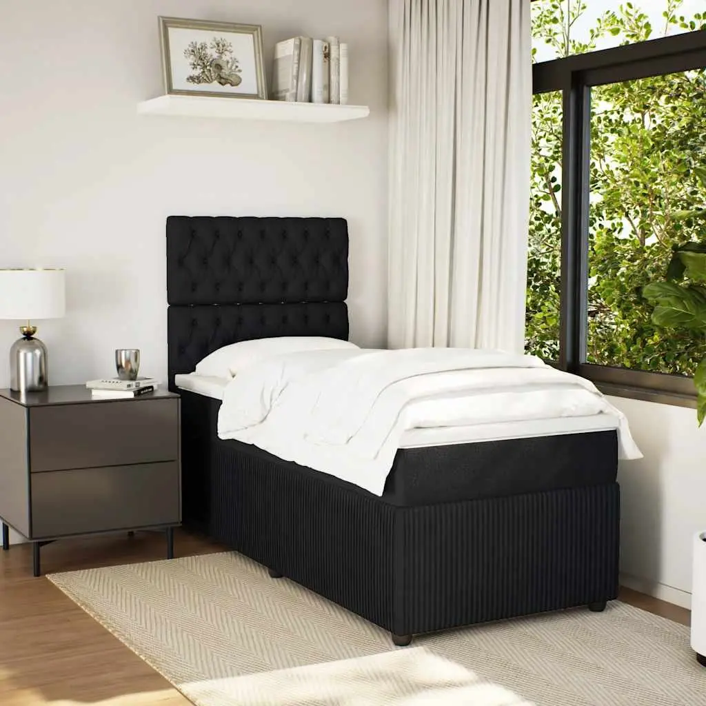 Box Spring Bed Pocket Spring Mattress King Single Black Velvet Height Adjustable Headboard