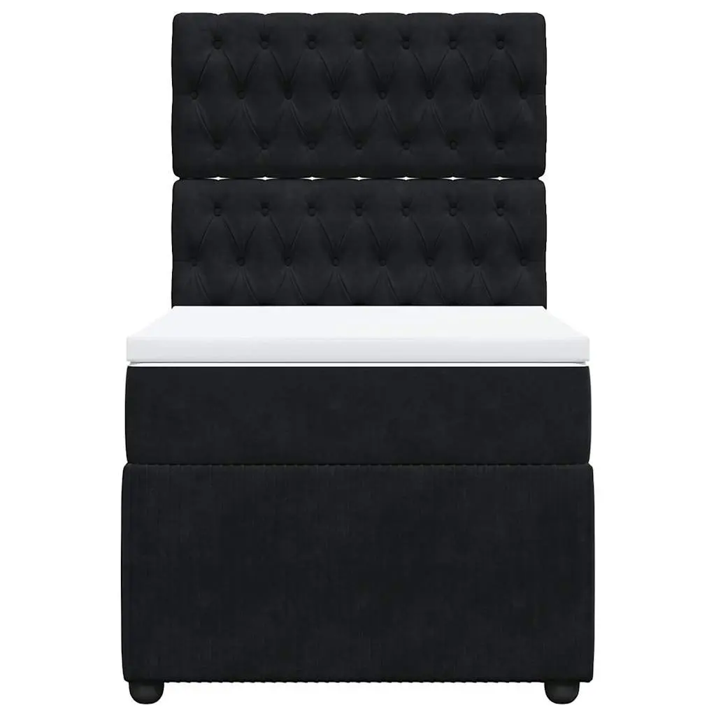Box Spring Bed Pocket Spring Mattress King Single Black Velvet Height Adjustable Headboard