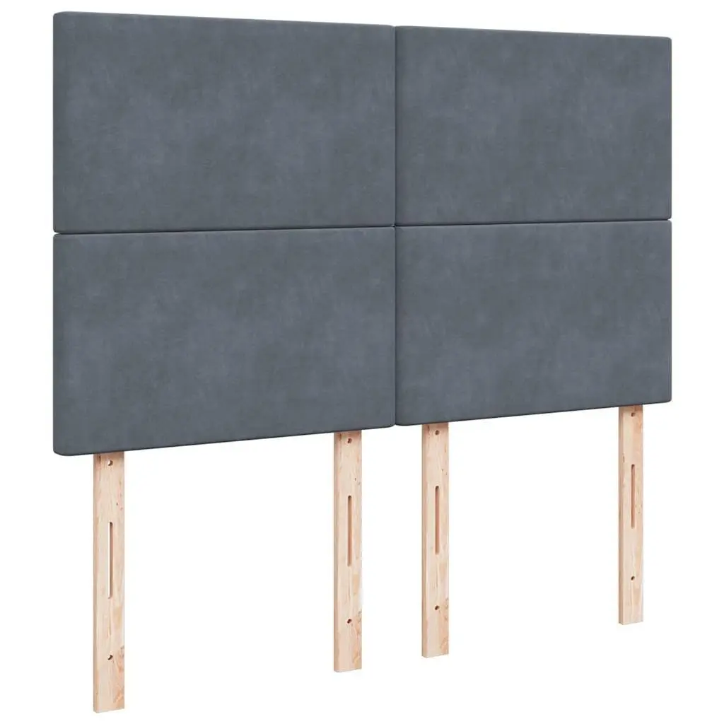 Box Spring Bed with Pocket Spring Mattress Grey Double Velvet Adjustable