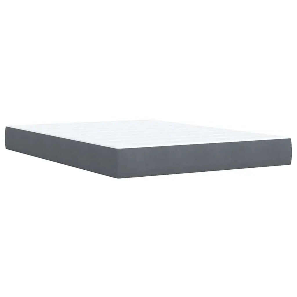 Box Spring Bed with Pocket Spring Mattress Grey Double Velvet Adjustable
