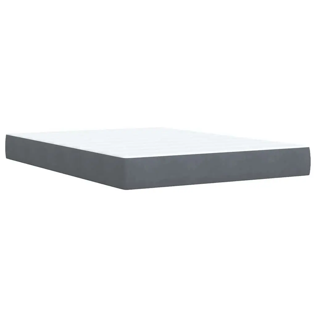 Queen Box Spring Bed Pocket Spring Mattress Adjustable Headboard Grey Velvet