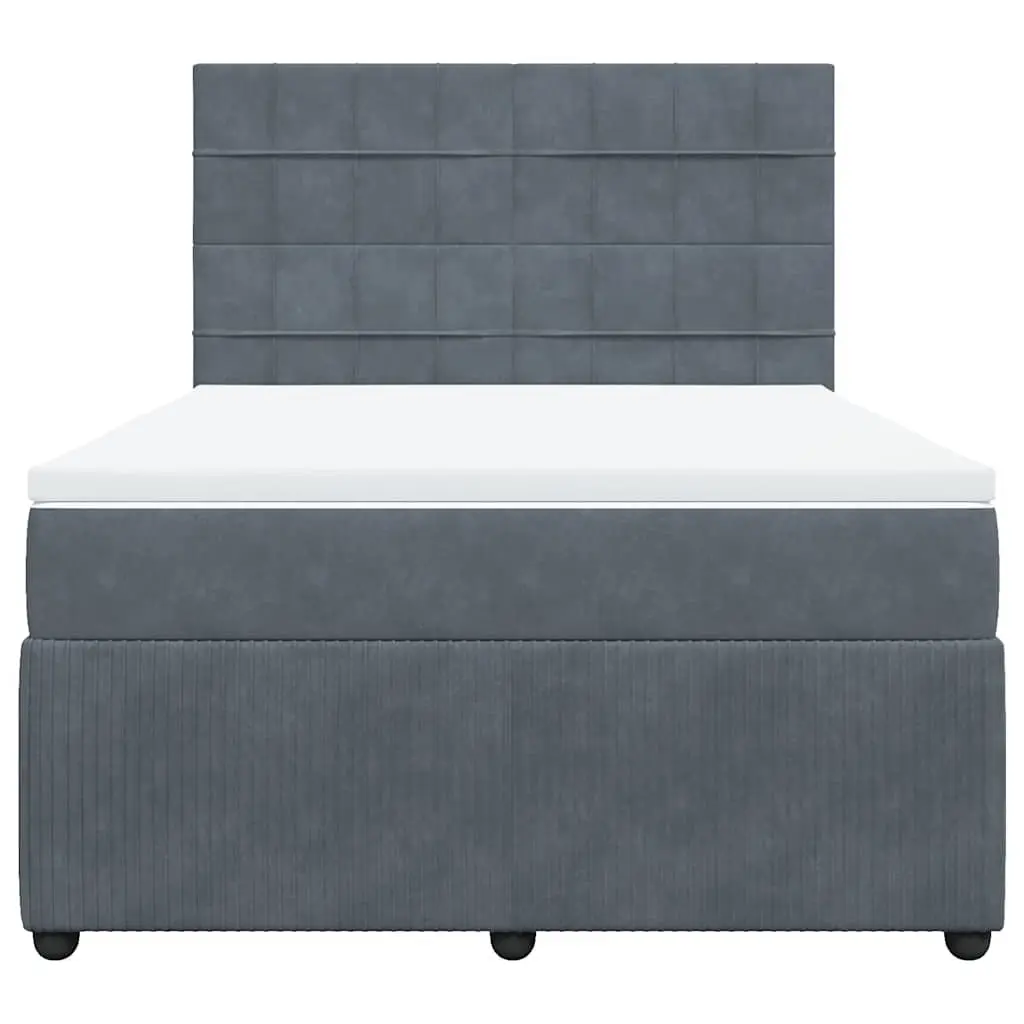 Queen Box Spring Bed Pocket Sprung Mattress Adjustable Headboard Grey Velvet