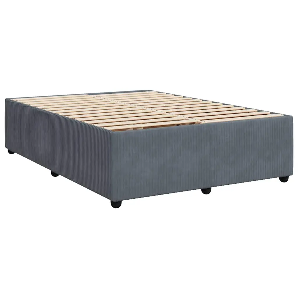 Queen Box Spring Bed Pocket Sprung Mattress Adjustable Headboard Grey Velvet