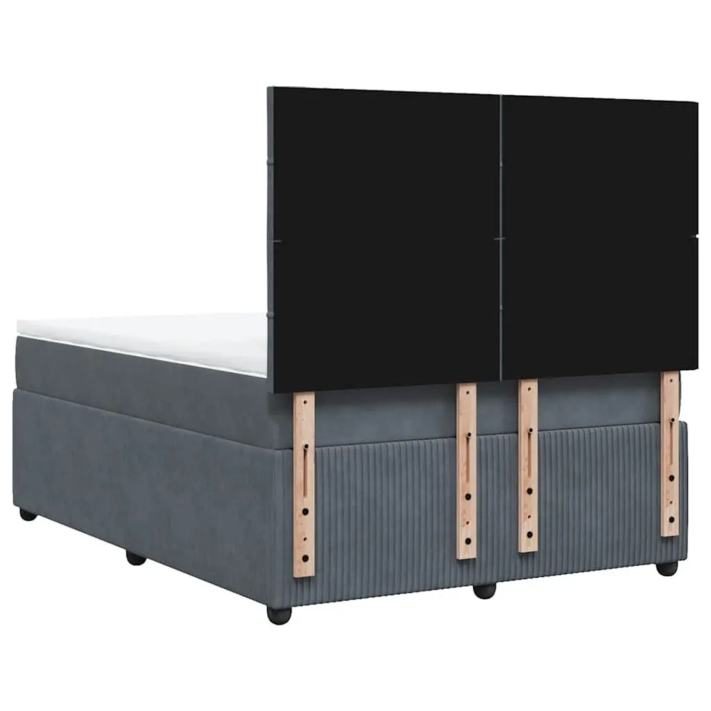 Queen Box Spring Bed Pocket Sprung Mattress Adjustable Headboard Grey Velvet