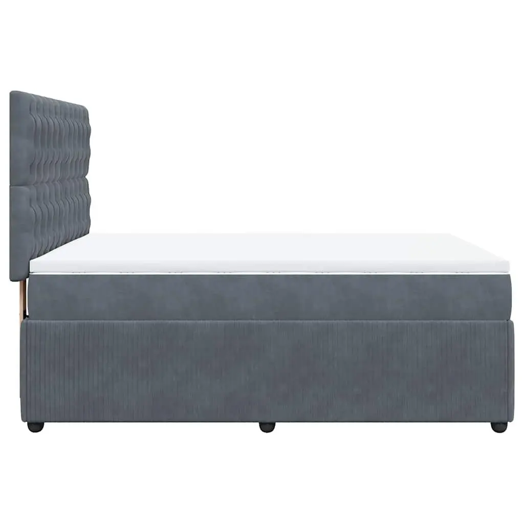 Queen Box Spring Bed Pocket Spring Mattress Adjustable Headboard Grey Velvet