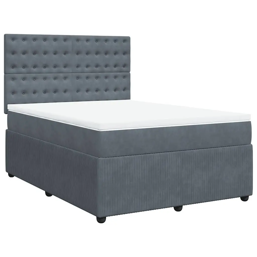 Queen Box Spring Bed Pocket Spring Mattress Adjustable Headboard Grey