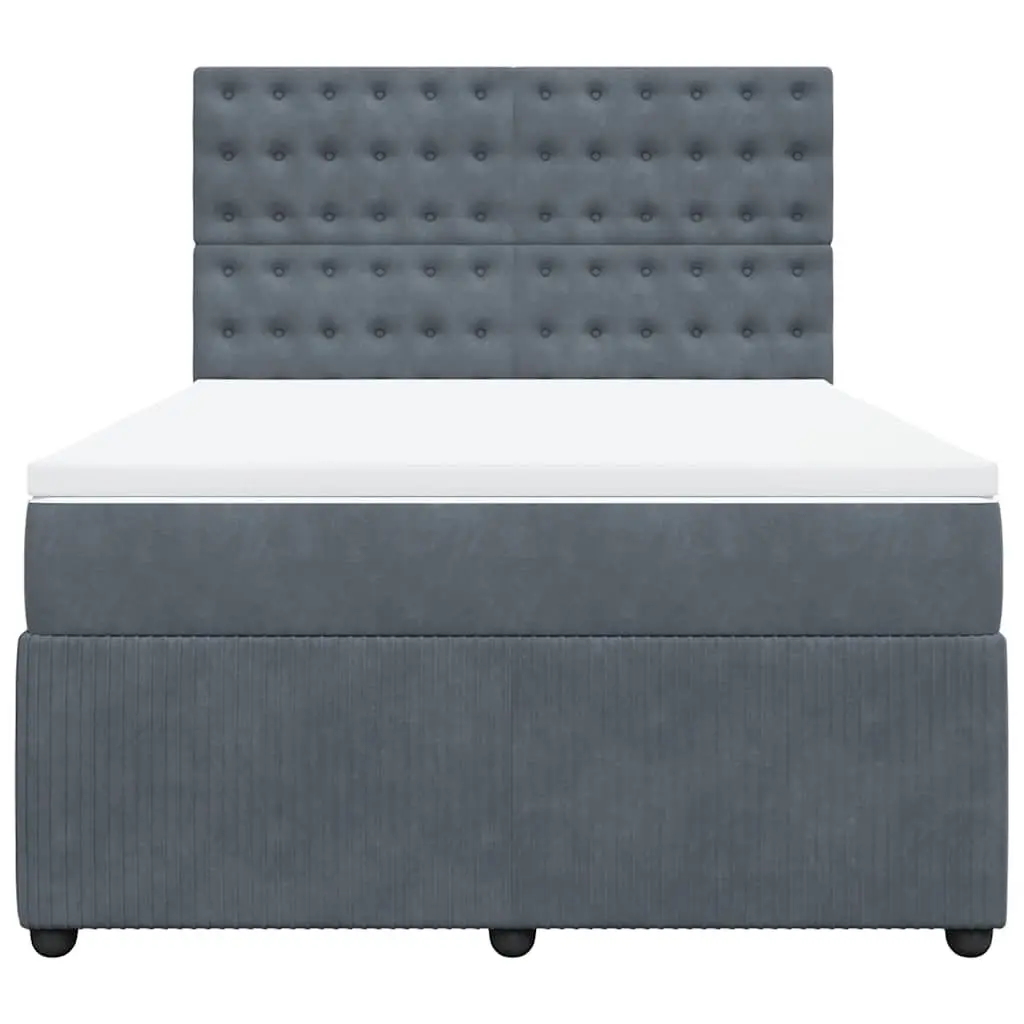 Queen Box Spring Bed Pocket Spring Mattress Adjustable Headboard Grey