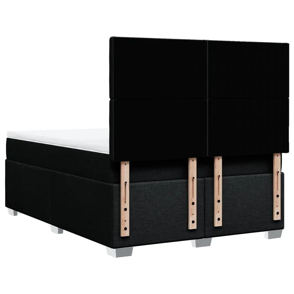 Double Box Spring Bed Pocket Spring Mattress Double Black with Adjustable LED Lights