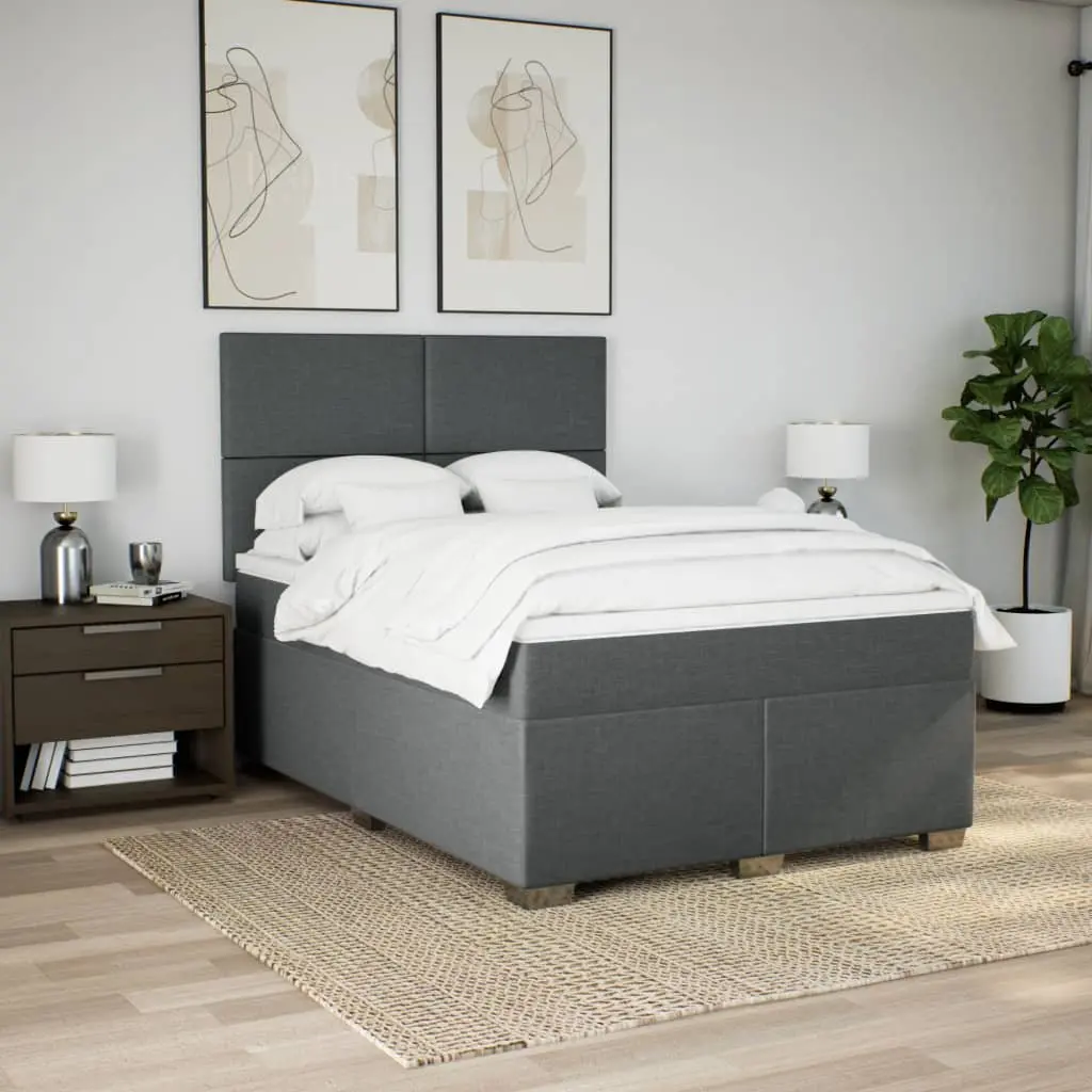 Grey Queen Box Spring Bed for Restful Nights
