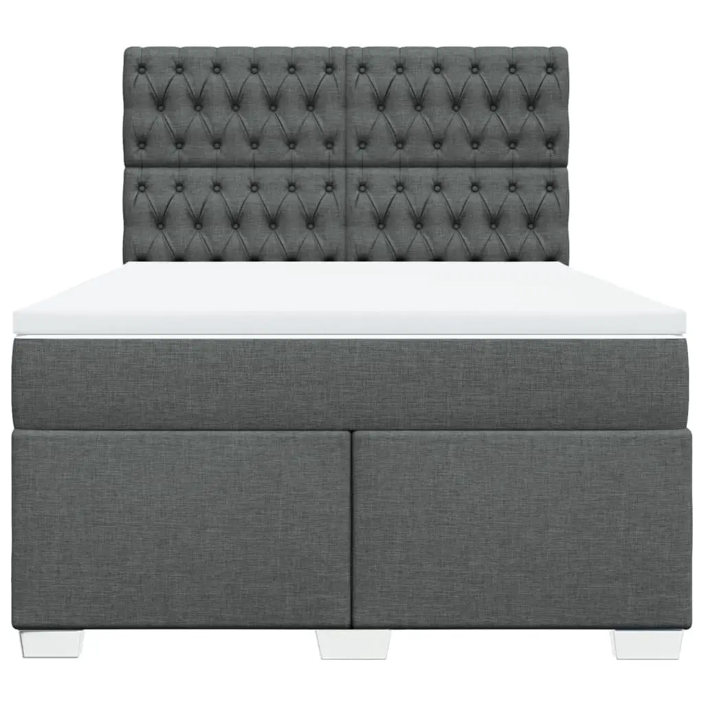Queen Box Spring Bed with Pocket Mattress LED Lights Adjustable Headboard Grey