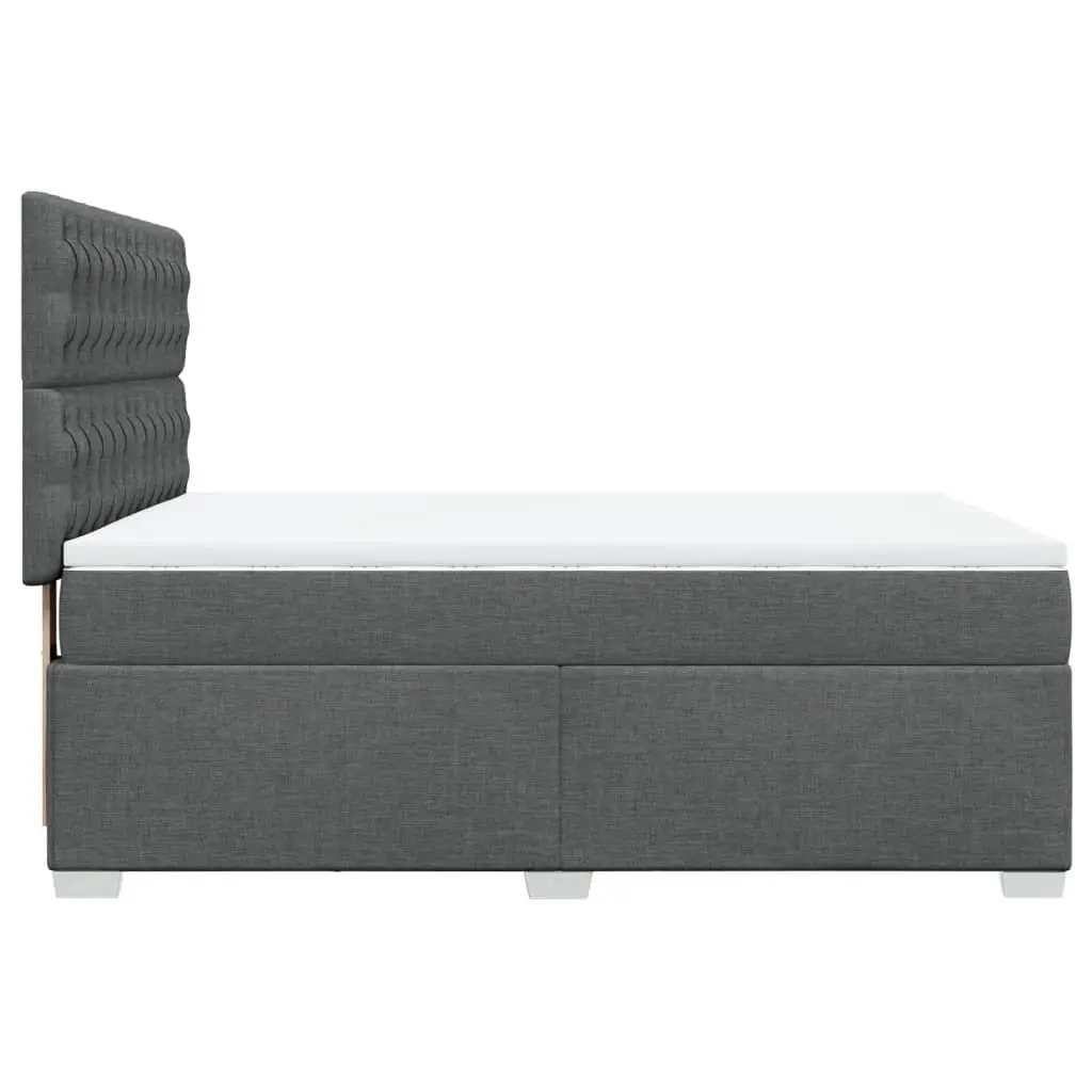 Queen Box Spring Bed with Pocket Mattress LED Lights Adjustable Headboard Grey