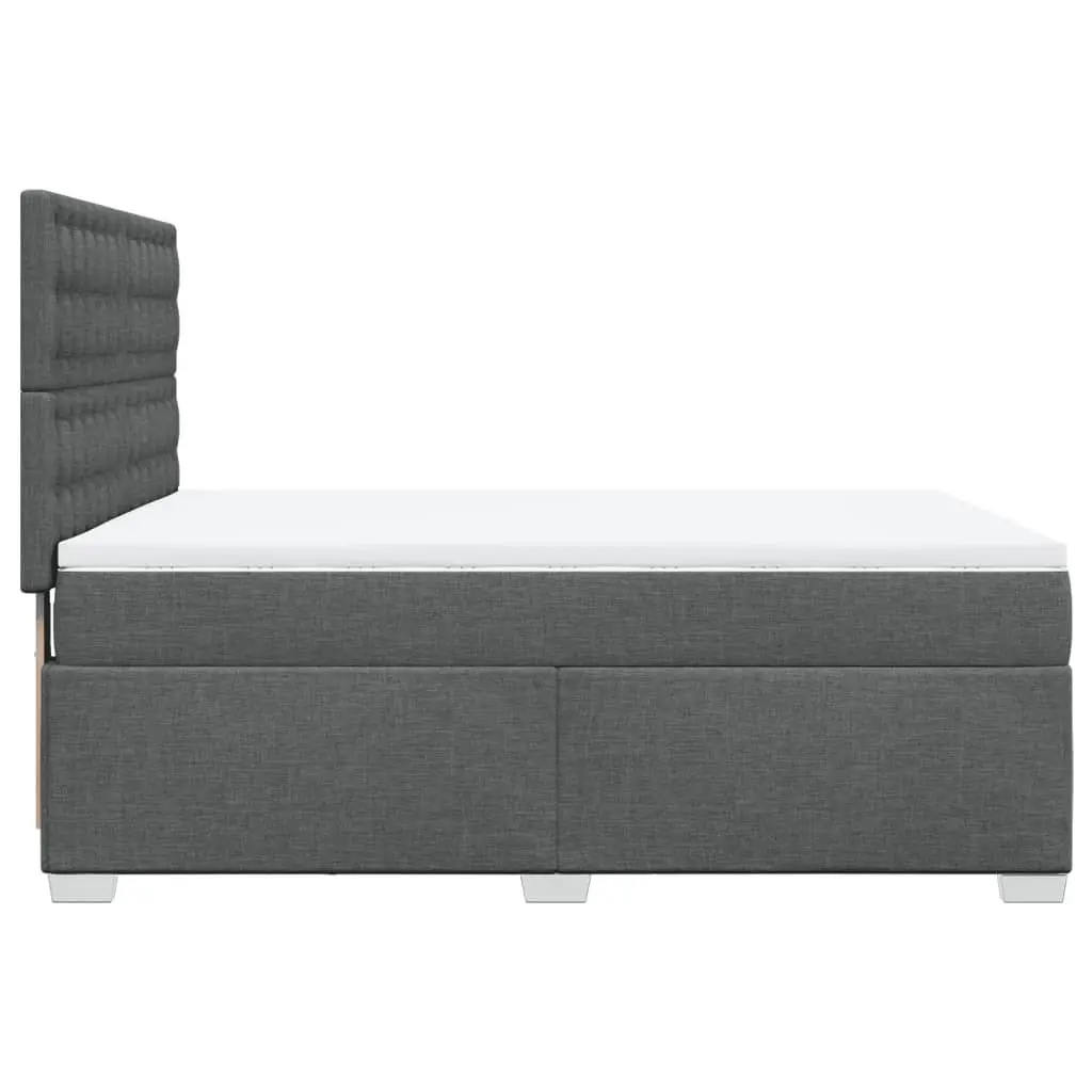 Queen Box Spring Bed Pocket Spring Mattress LED Light Grey Fabric Headboard