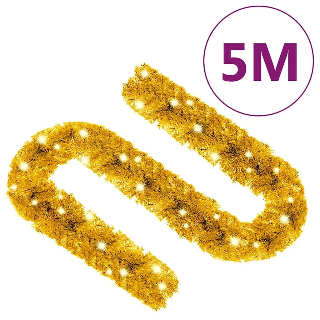 LED Lights Gold Christmas Garland 5m Holiday Decoration for Home Staircase Window