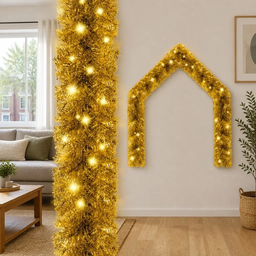 Christmas Garland 20m LED Lights Gold Holiday Decoration Indoor Outdoor Drapes