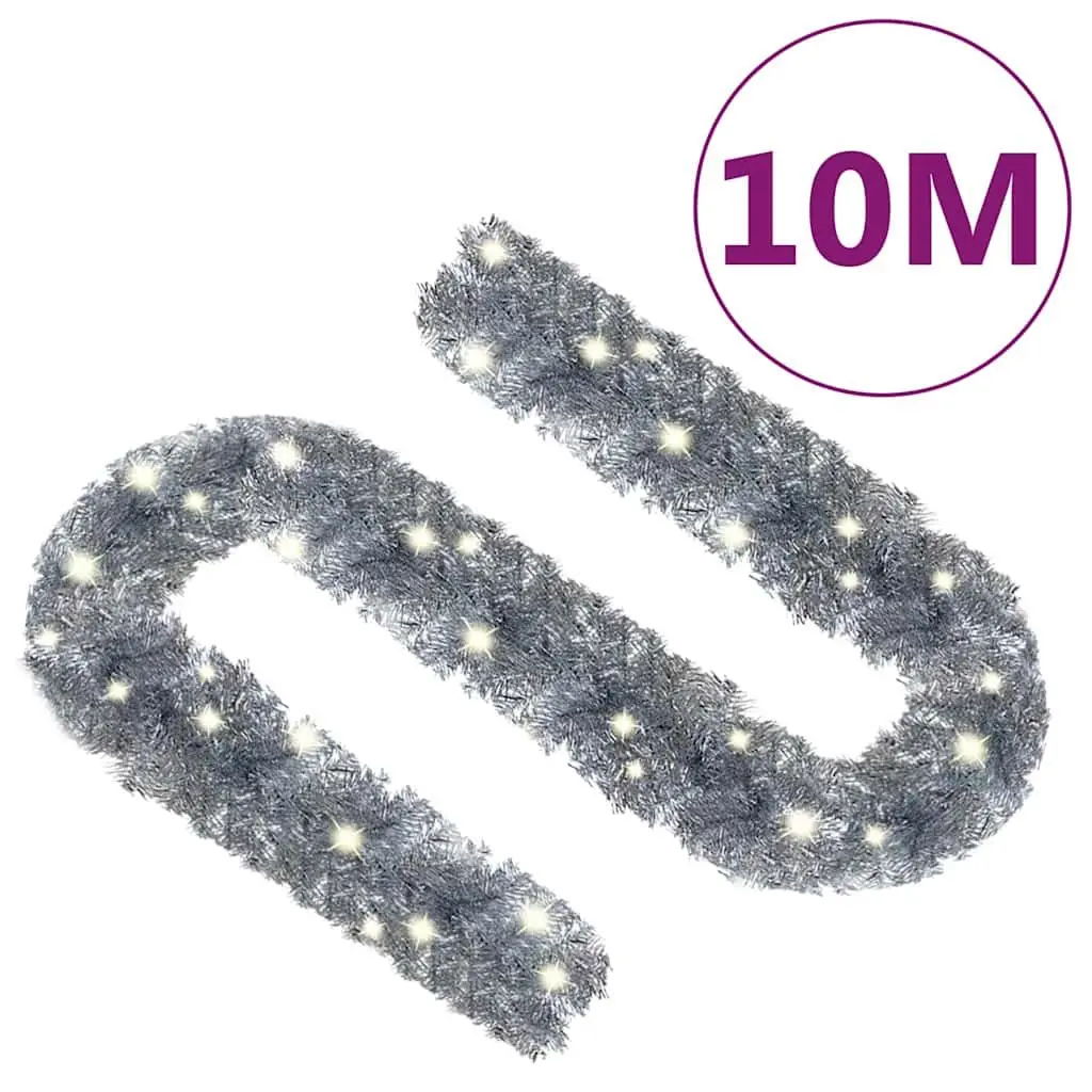 LED Christmas Garland Silver 10m Holiday Decoration Suitable for Home Stair Window