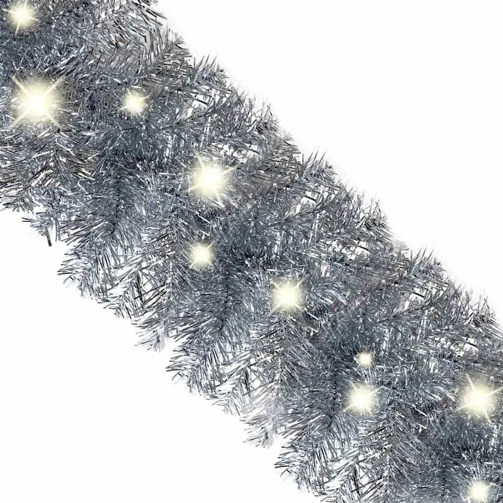 LED Christmas Garland Silver 20m Holiday Decoration for Stair Window Wall Ceiling