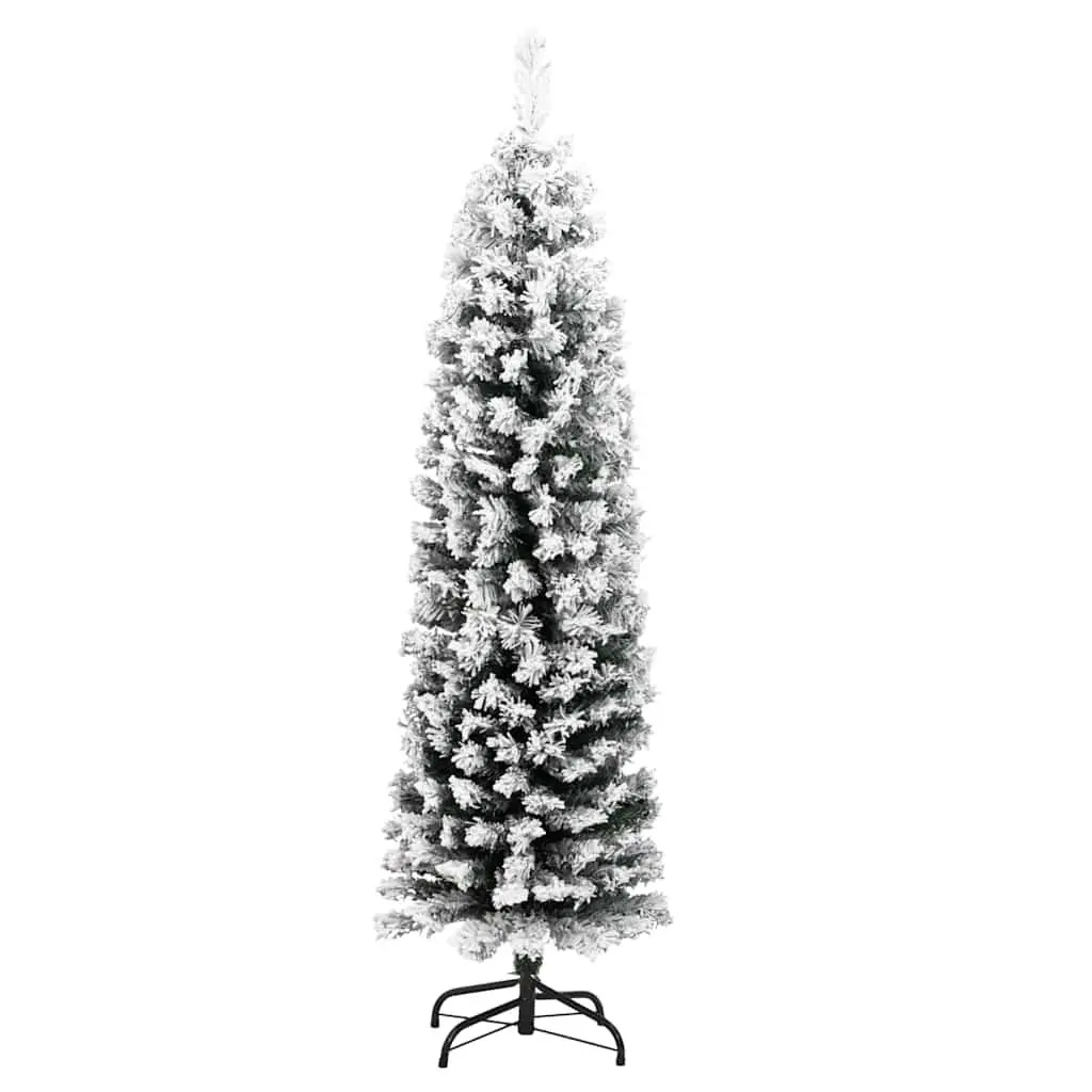 Slim Artificial Christmas Tree Flocked Snow Green 120cm Indoor Outdoor