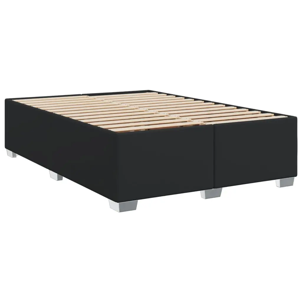 Queen Box Spring Bed Pocket Mattress LED Lights Adjustable Height Faux Leather Black