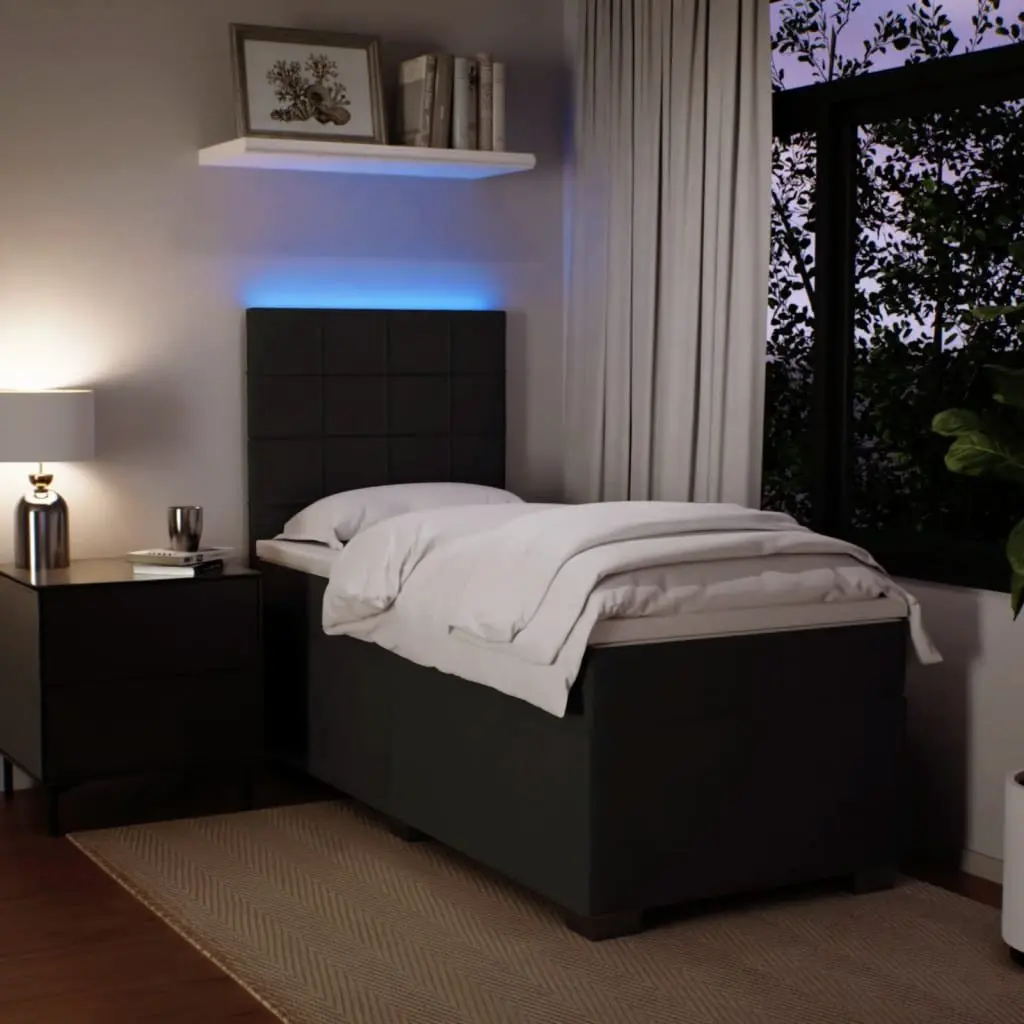 King Single Box Spring Bed with Soft Velvet and LED Lights
