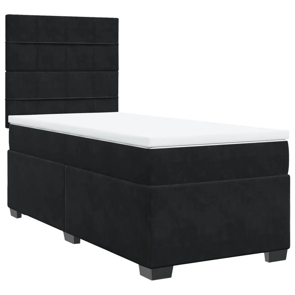 King Single Box Spring Bed with Soft Velvet and LED Lights