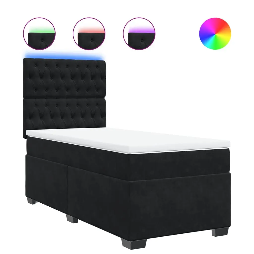 King Single Bed with LED Lights & Velvet Finish