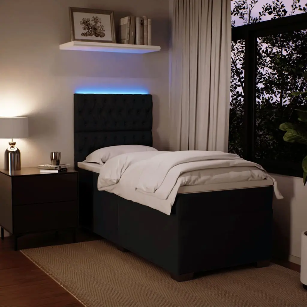 King Single Bed with LED Lights & Velvet Finish
