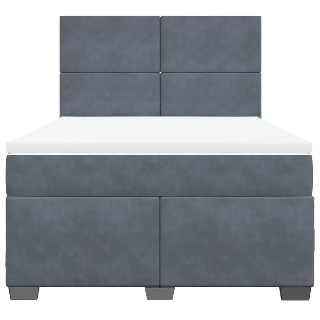 Box Spring Bed Pocket Mattress Adjustable Headboard Dark Grey