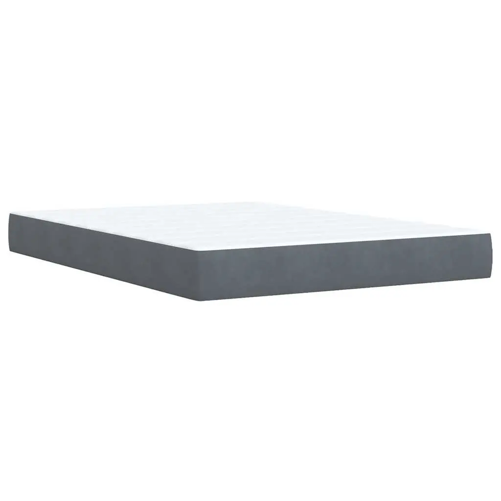 Box Spring Bed Pocket Mattress Adjustable Headboard Dark Grey