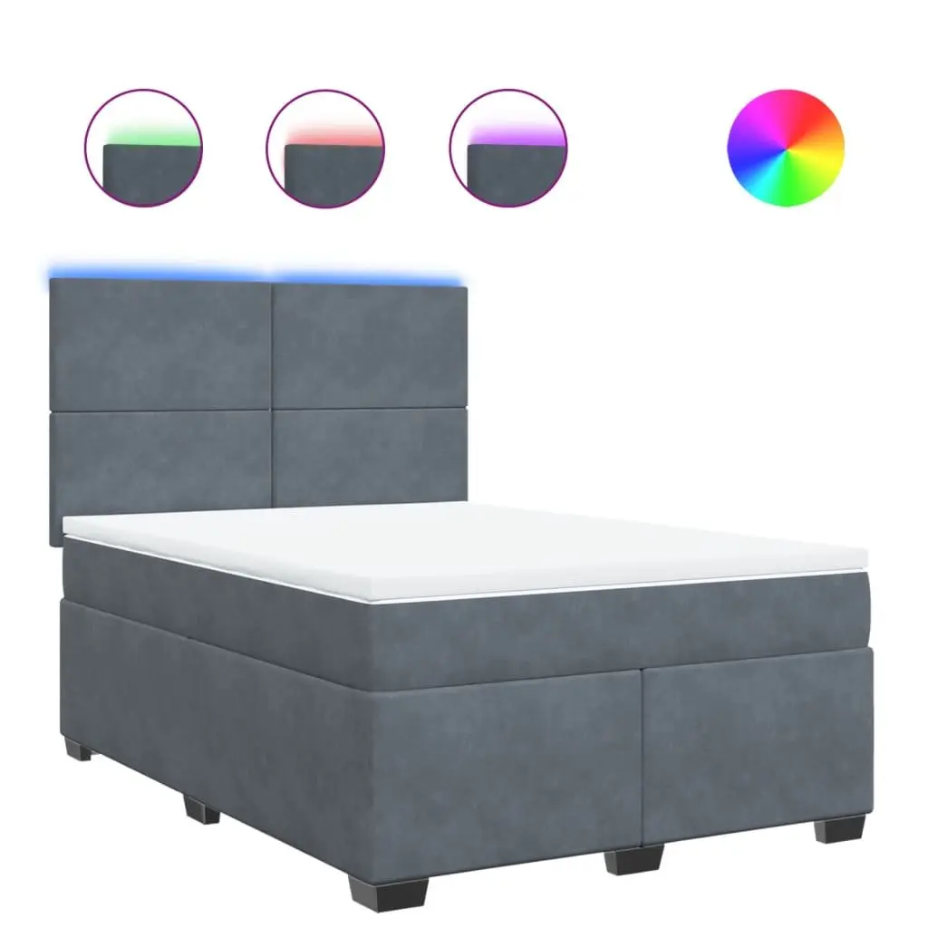 Grey Velvet Queen Box Spring Bed for Restful Nights