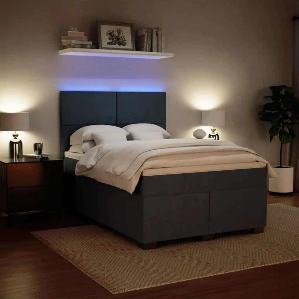 Grey Velvet Queen Box Spring Bed for Restful Nights