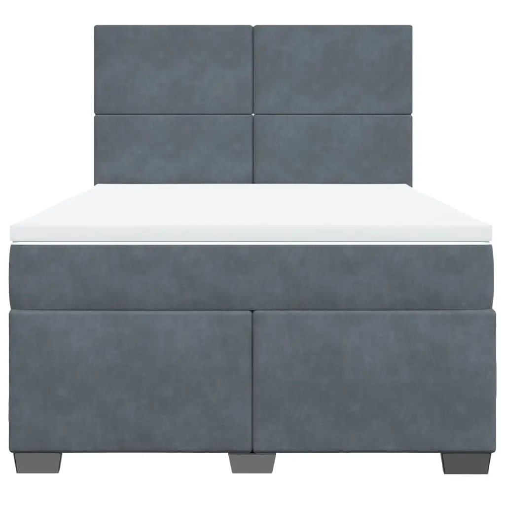 Grey Velvet Queen Box Spring Bed for Restful Nights