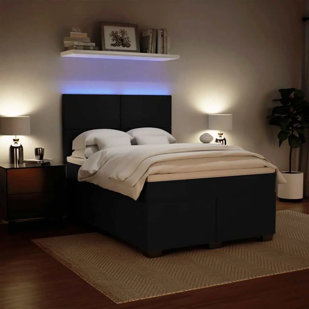 Queen Box Spring Bed with LED Lights