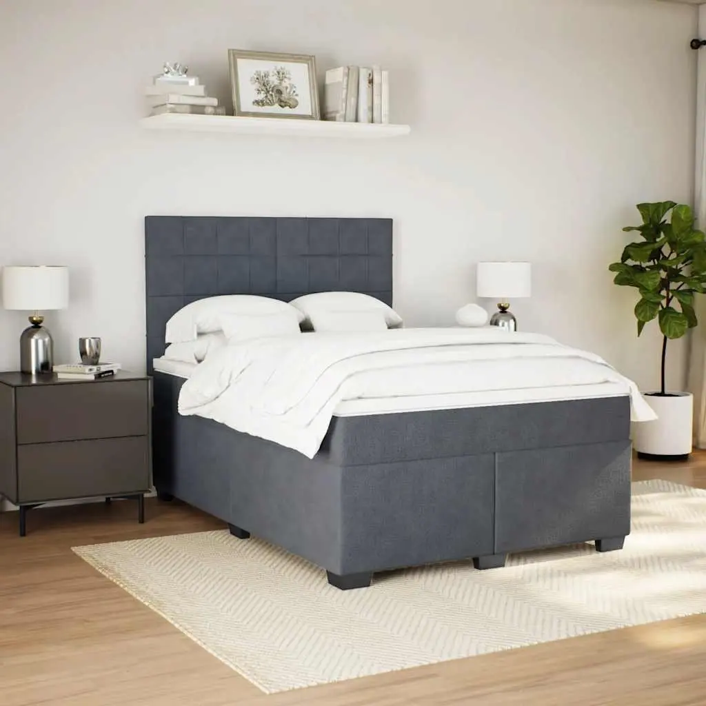 Queen Box Spring Bed with Pocket Spring Mattress LED Lights Adjustable Headboard