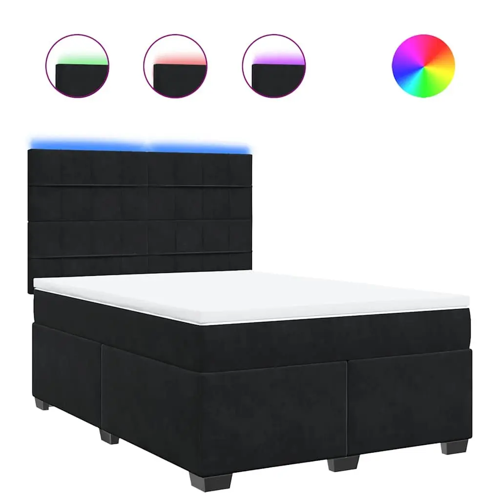 Queen Box Spring Bed with Pocket Spring Mattress LED Lights Adjustable Headboard