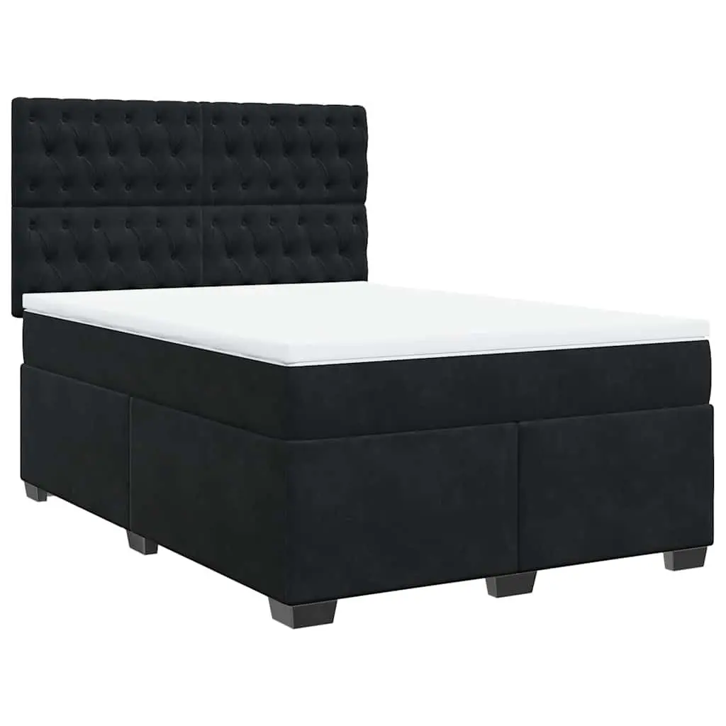 Queen Size Box Spring Bed Pocket Spring Mattress Adjustable Headboard LED Lights Black