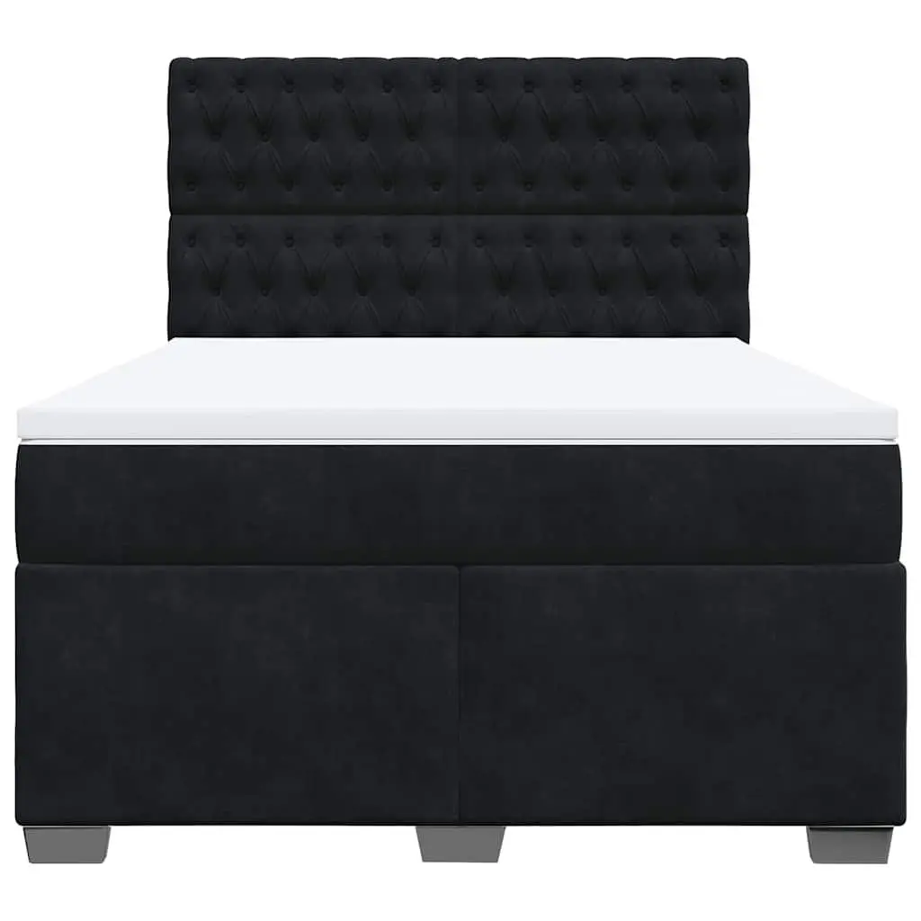 Queen Size Box Spring Bed Pocket Spring Mattress Adjustable Headboard LED Lights Black