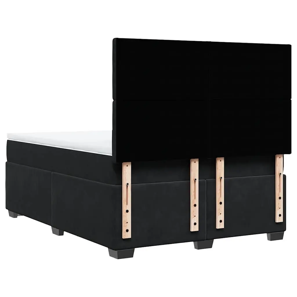 Queen Box Spring Bed Pocket Spring Mattress Adjustable Headboard LED Lights Black